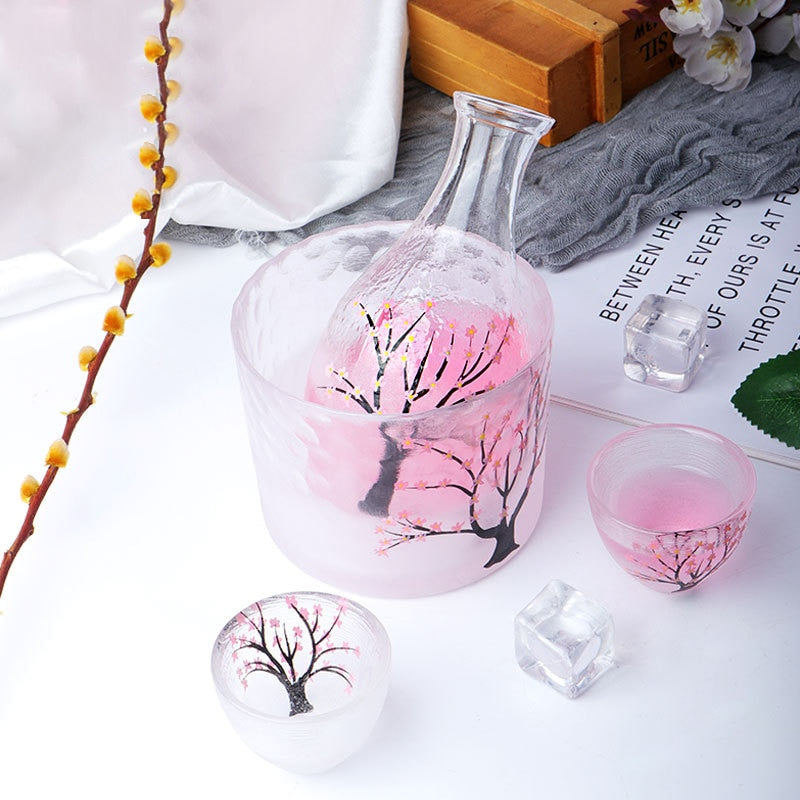 Kawaii Frosted Cherry Blossom Sake Set