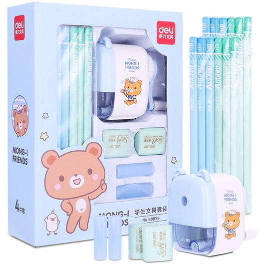 Kawaii Bear Blue Pencil Set
