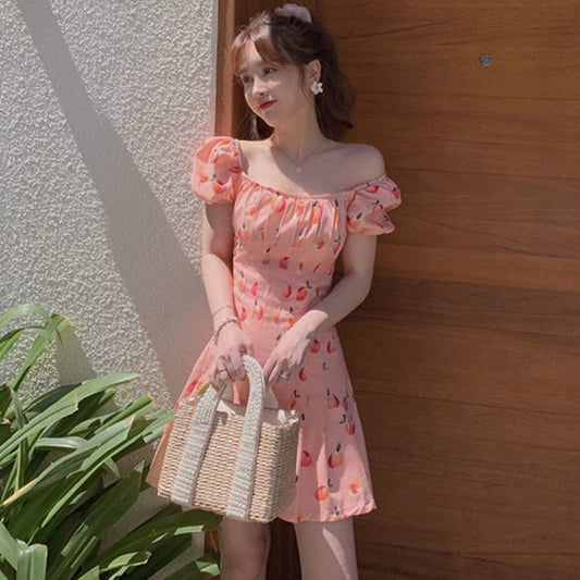 Model Wearing Our Kawaii Spring Peach Dress