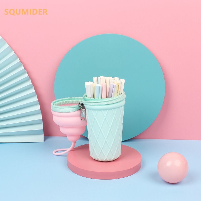 Kawaii Ice Cream Pencil Case With Pencils in Them