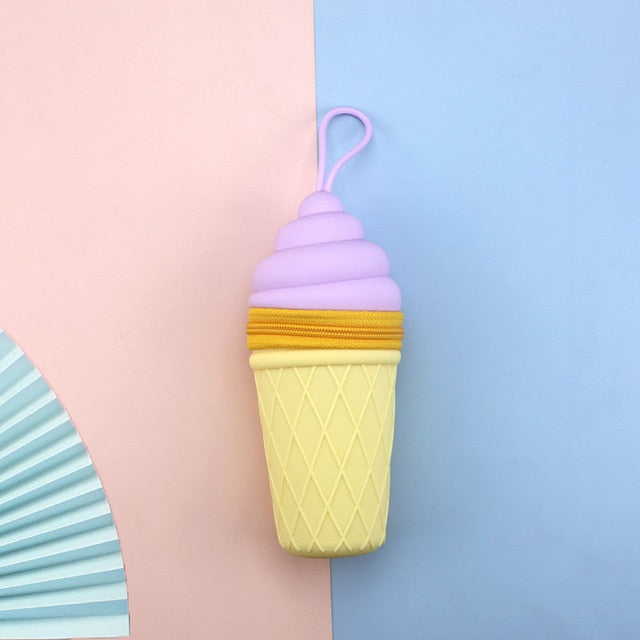 Kawaii Purple Ice Cream Pencil Case
