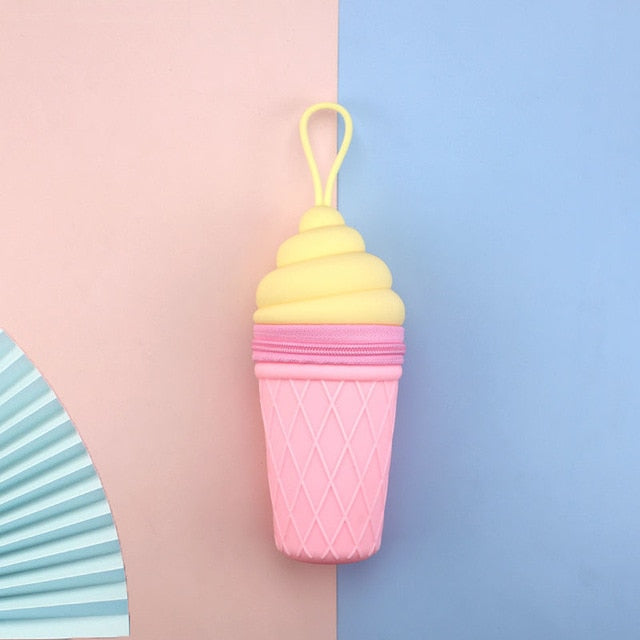 Kawaii Yellow Ice Cream Pencil Case