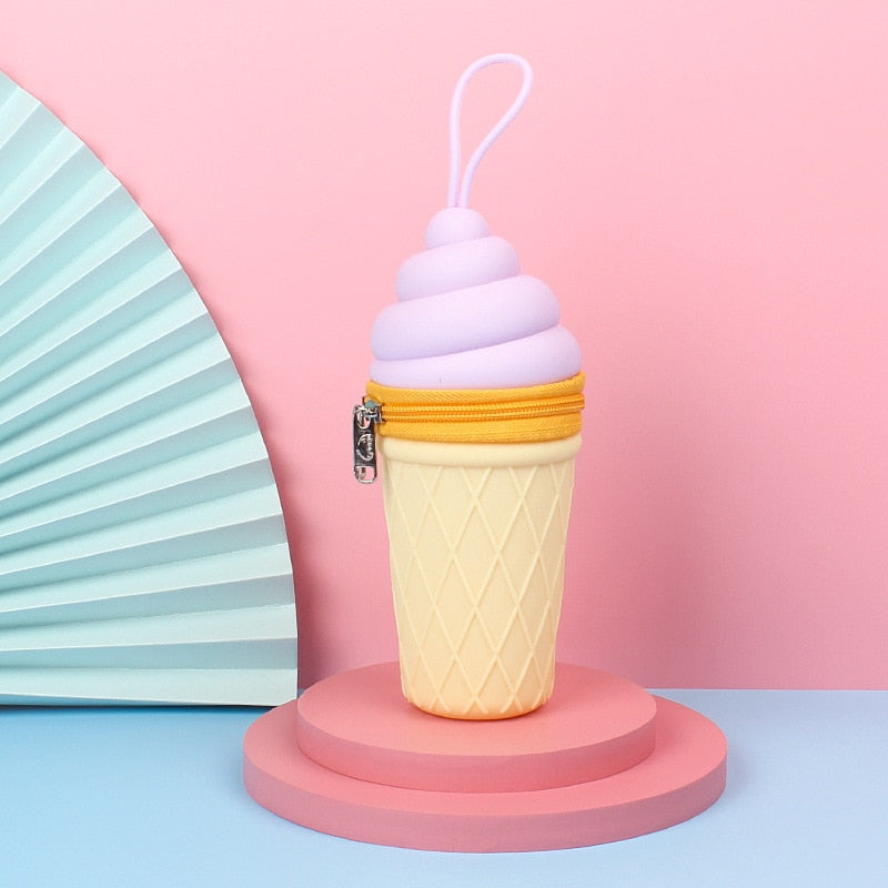 Kawaii Purple Ice Cream Pencil Case