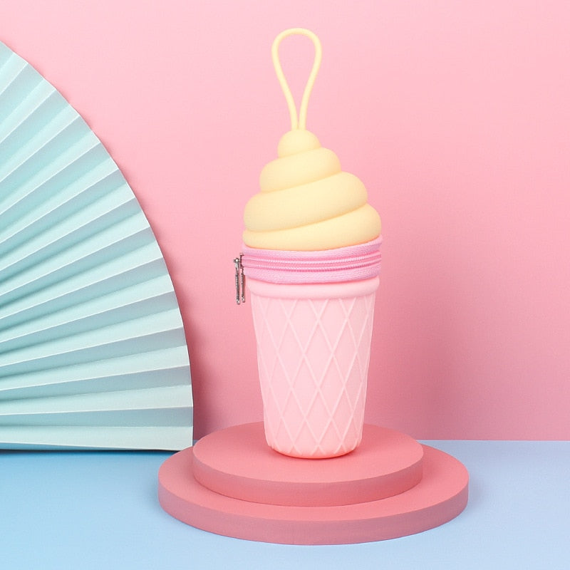 Kawaii Yellow Ice Cream Pencil Case