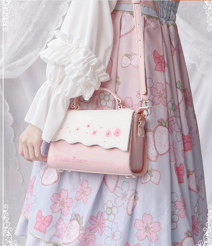 Kawaii Cherry Blossom Embroidered Purse