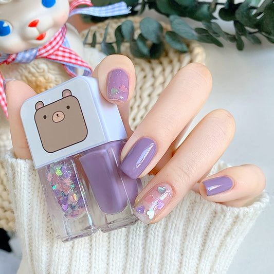 Purple adn Glitter Kawaii Nail Polish Combo Set