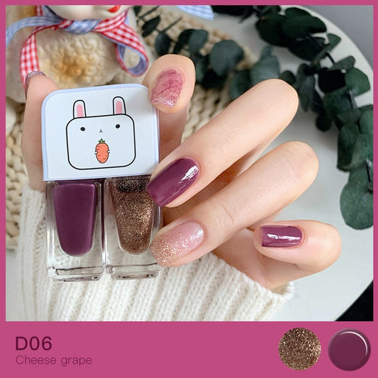Purple and Bronze Glitter Kawaii Nail Polish Combo Set