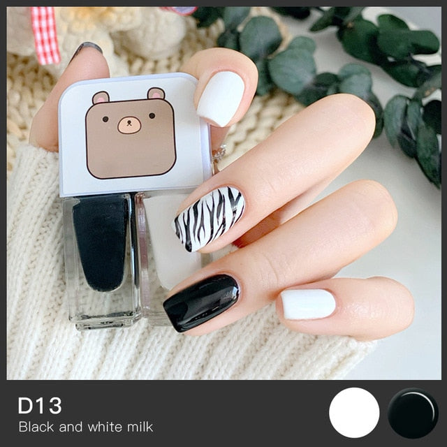 Black and White Milk Shade Kawaii Nail Polish Combo Set
