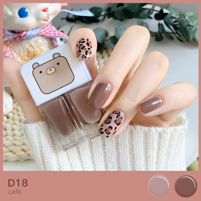 Brown and Beige Kawaii Nail Polish Combo Set