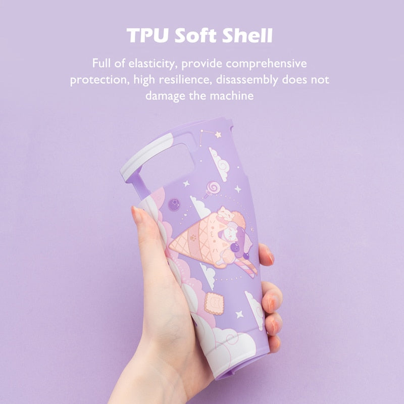 Pastel Purple Nintendo Switch Cover with Ice Cream Cat Design