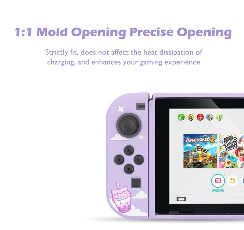 Pastel Purple Nintendo Switch Cover with Ice Cream Cat Design