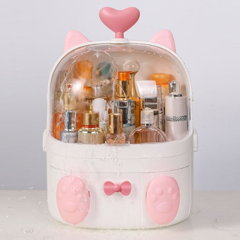 Kawaii White Cat Makeup Storage Box