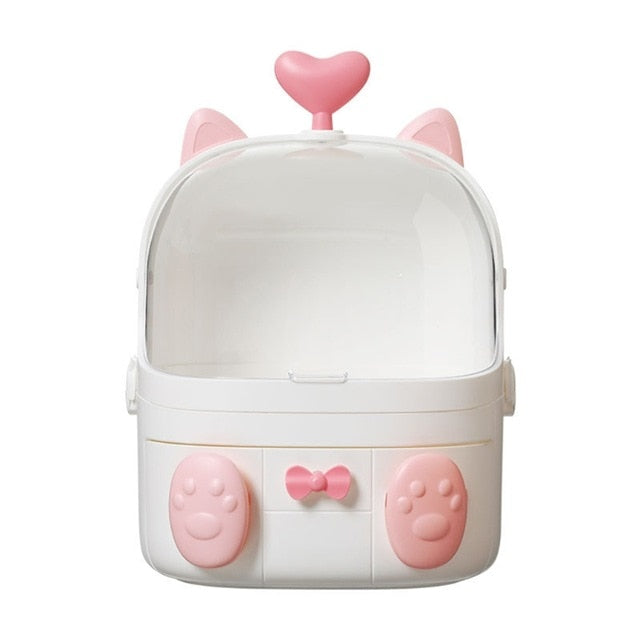 Kawaii White Cat Makeup Storage Box