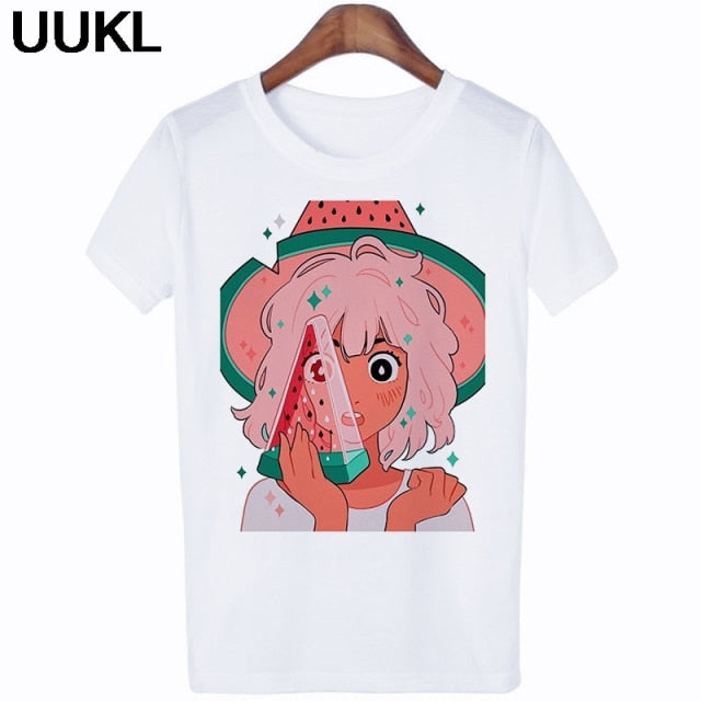 Kawaii Watermelon Hat Girl T-Shirt