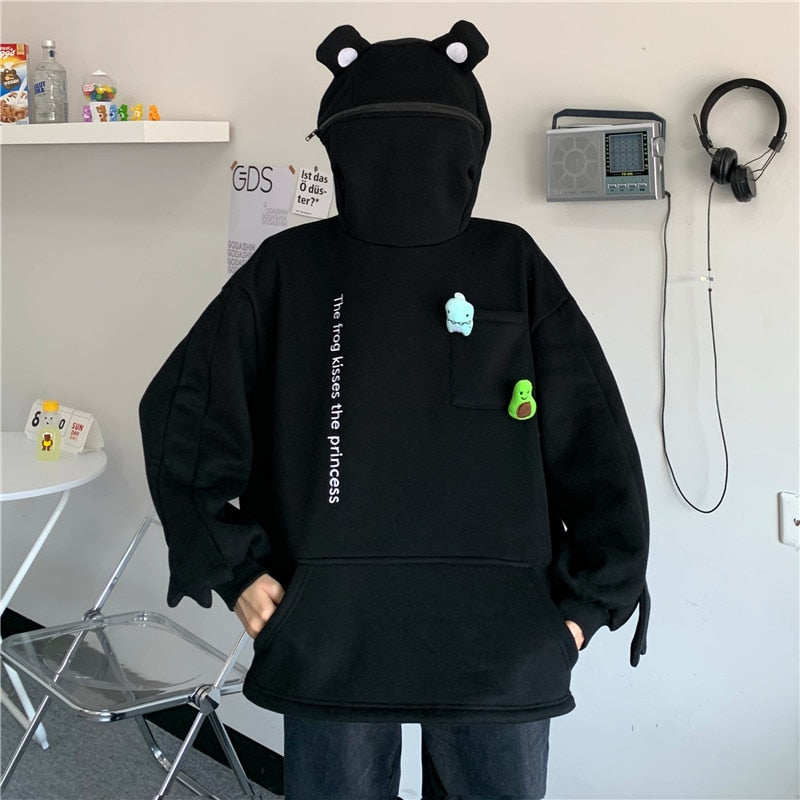 Kawaii Black Frog Hoodie