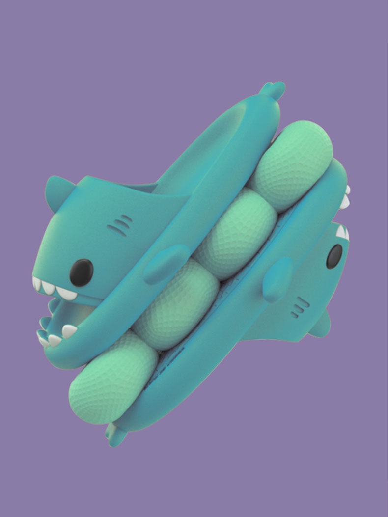 Kawaii Aqua Blue Shark Slippers