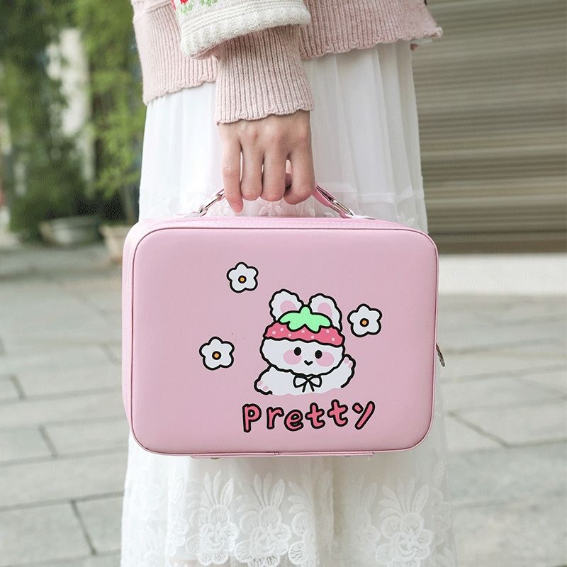 Kawaii Pink Strawberry Bunny Makeup Storage Cases