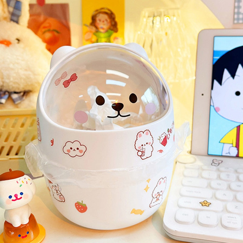 Kawaii White Bear Desktop Trash Can