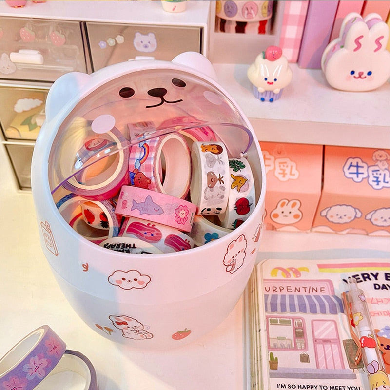 Kawaii White Bear Desktop Trash Can