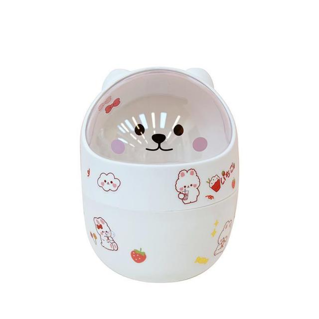Cute White Bear Desktop Trash Can