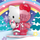Sanrio Snowy Dreams Blind Box, Hello kitty figurine displayed on a colorful cartoon background