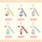 Lucky Emma Baby Keychains displayed on packaging showing you the different ones you can get.