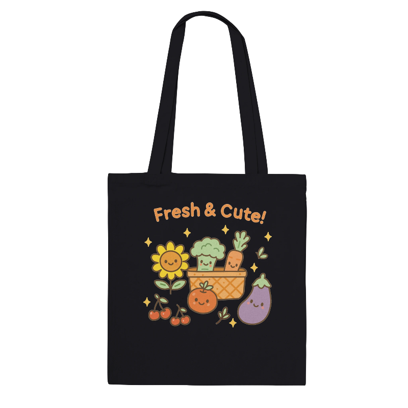 Kawaii Farmer's Market Bag in Black