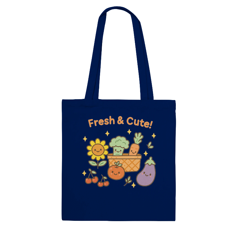 Kawaii Farmer's Market Bag in Navy Blue