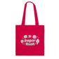 Red tote bag with 'Sugar Rush' text and candy graphics on a white background