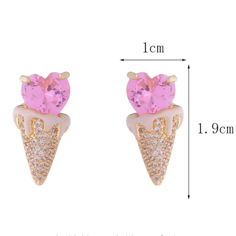 Pink Heart Ice Cream Earrings Size Dimensions