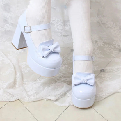 Blue High Heel Platform Shoes