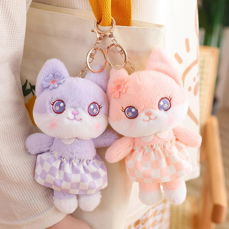 Cherry Blossom Fox Plushie Keychains