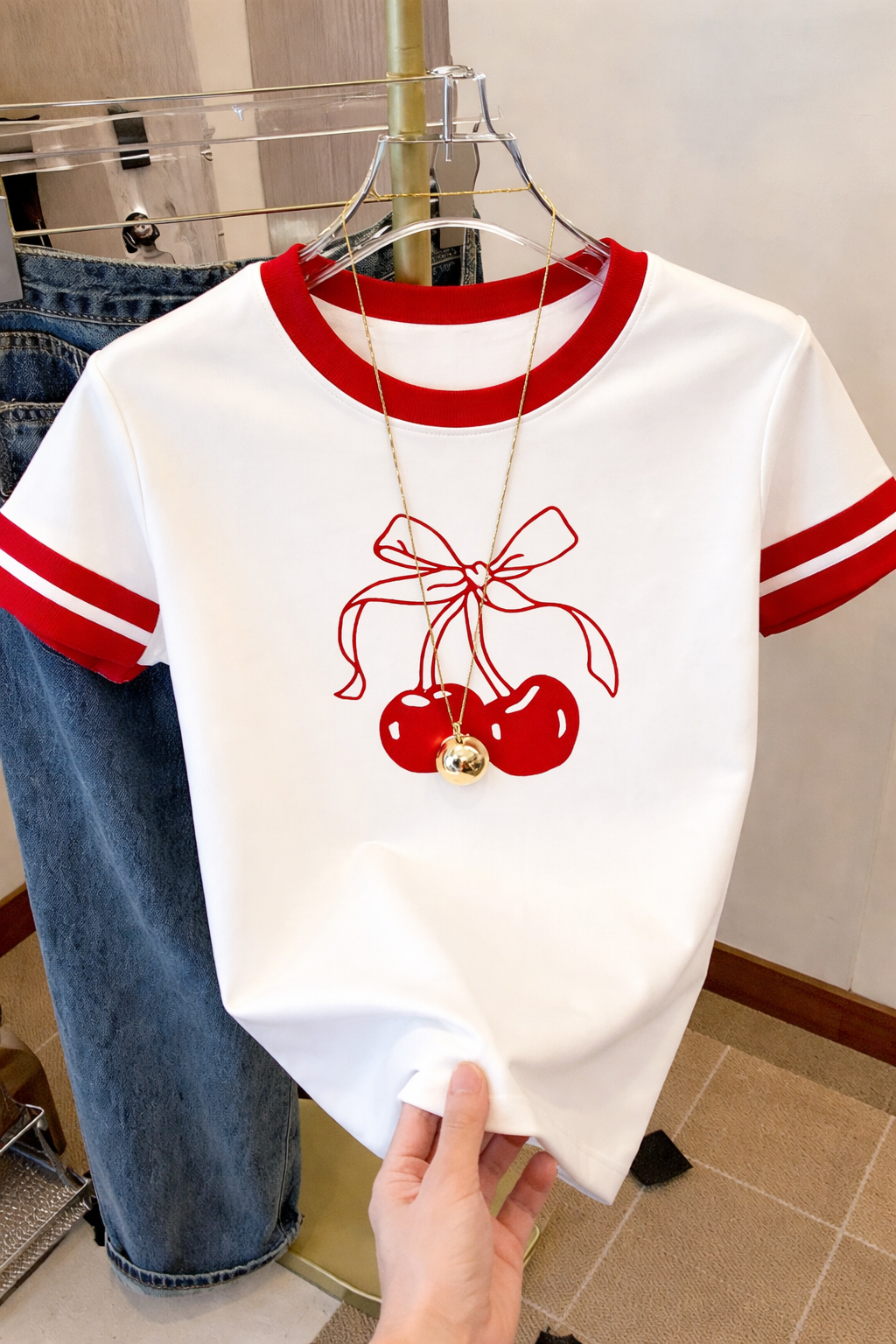 Cute Cherry Bow T-Shirt