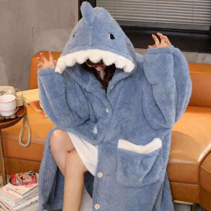 Cute Button Down Shark Robe