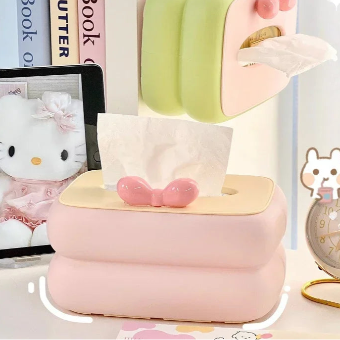 Cute Pink Bow Tissue Box