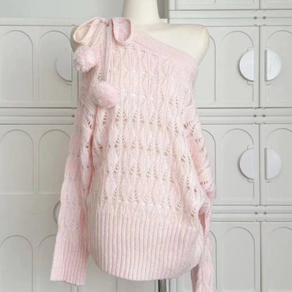 Cute Pom Poms Knit Sweater