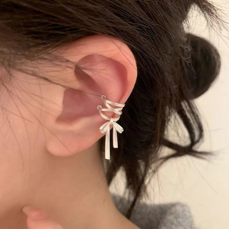 Cute Silver Bow Knot Ear Clip