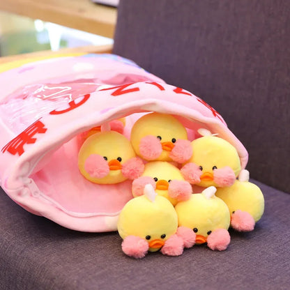 Ducky Plushies in Snack Bag Pillow