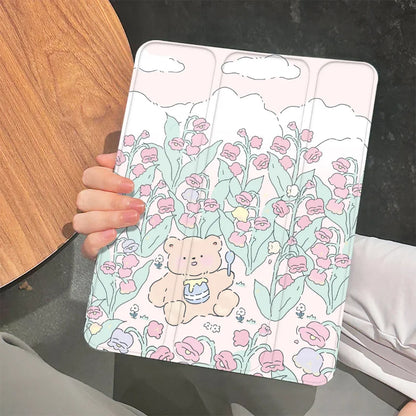 Kawaii Flower Honey Bear iPad Case