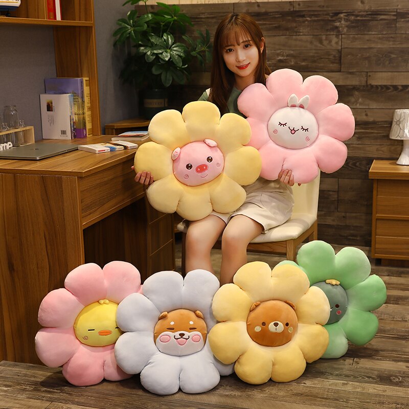 Kawaii Animal Flower Plush Pillow