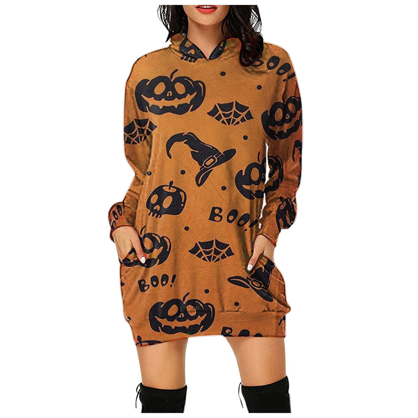 Kawaii Spooky Print Hoodie Dress