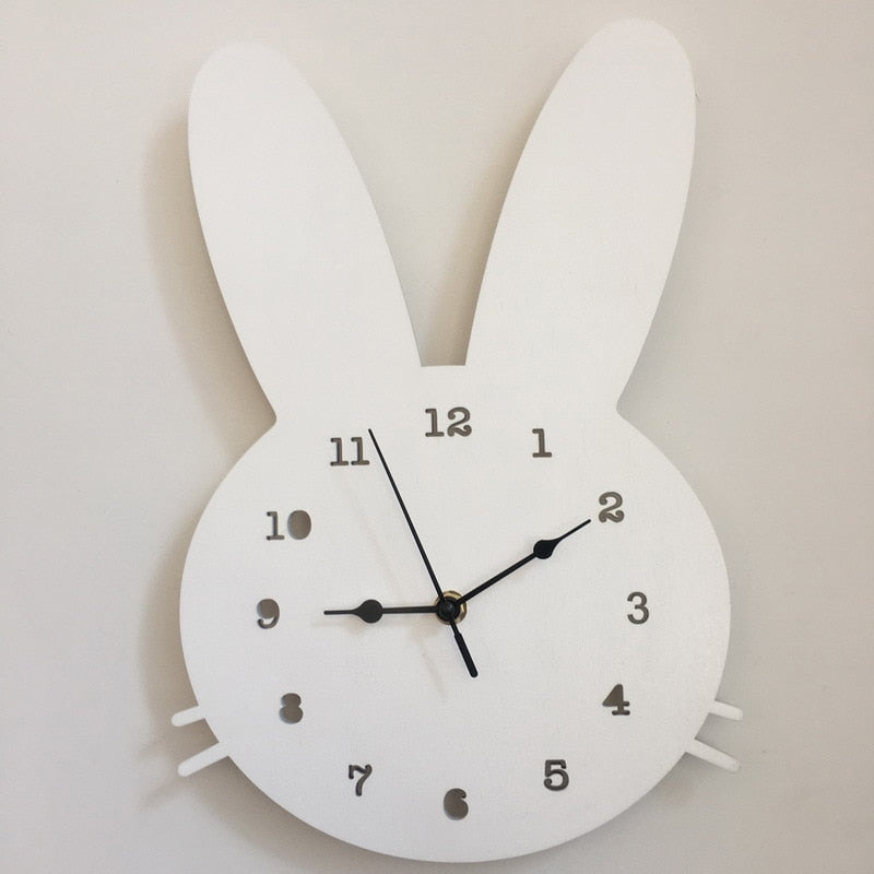 Kawaii Bunny Shaped Wall Clock in White