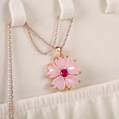 Kawaii Pink Sakura Pendant Necklace