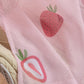 Kawaii Strawberry Print Curtains Up Close