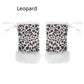 Pair of leopard print fingerless gloves with text 'Leopard' on a white background