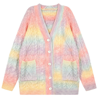 Kawaii Rainbow Knit Cardigan