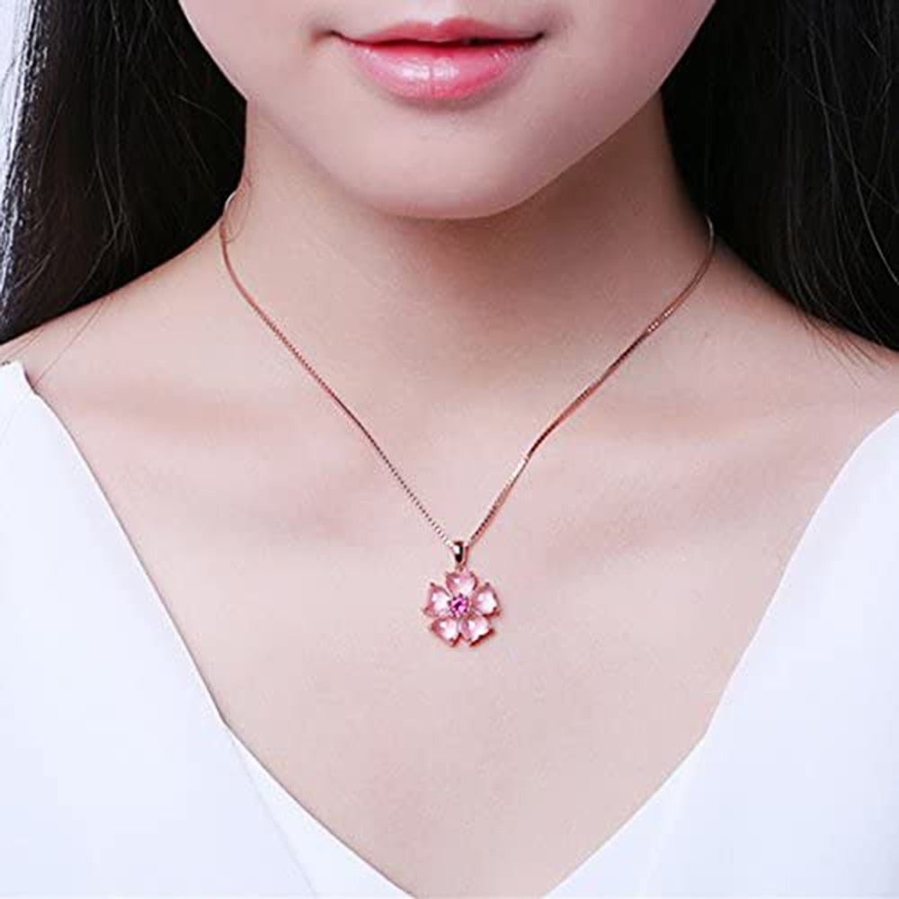 Kawaii Pink Sakura Pendant Necklace