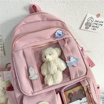 Kawaii Pink Bear Plush Backpack