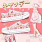 Pink kawaii hamster sneakers on an Japanese  comic animated background