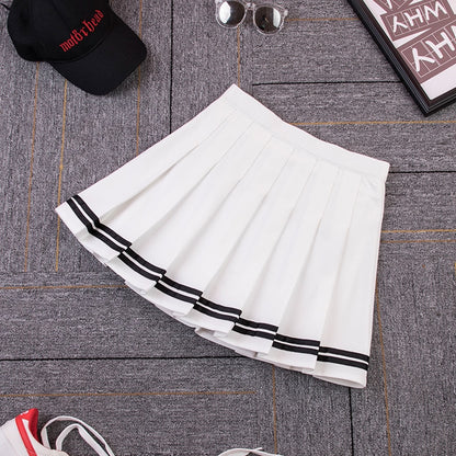 Kawaii White High Waist Pleated Skirt